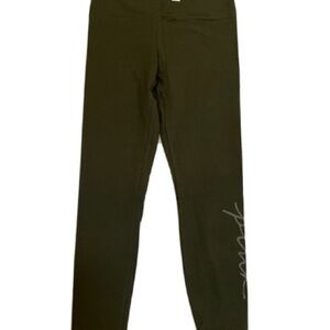 Green Ankle-Length Leggings with Elastic Waistband